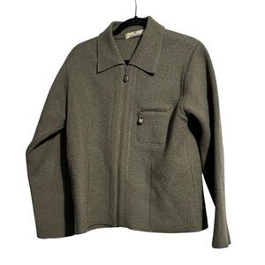 Vintage André Christian 100% Wool Zip Up Sweater Green Size Medium